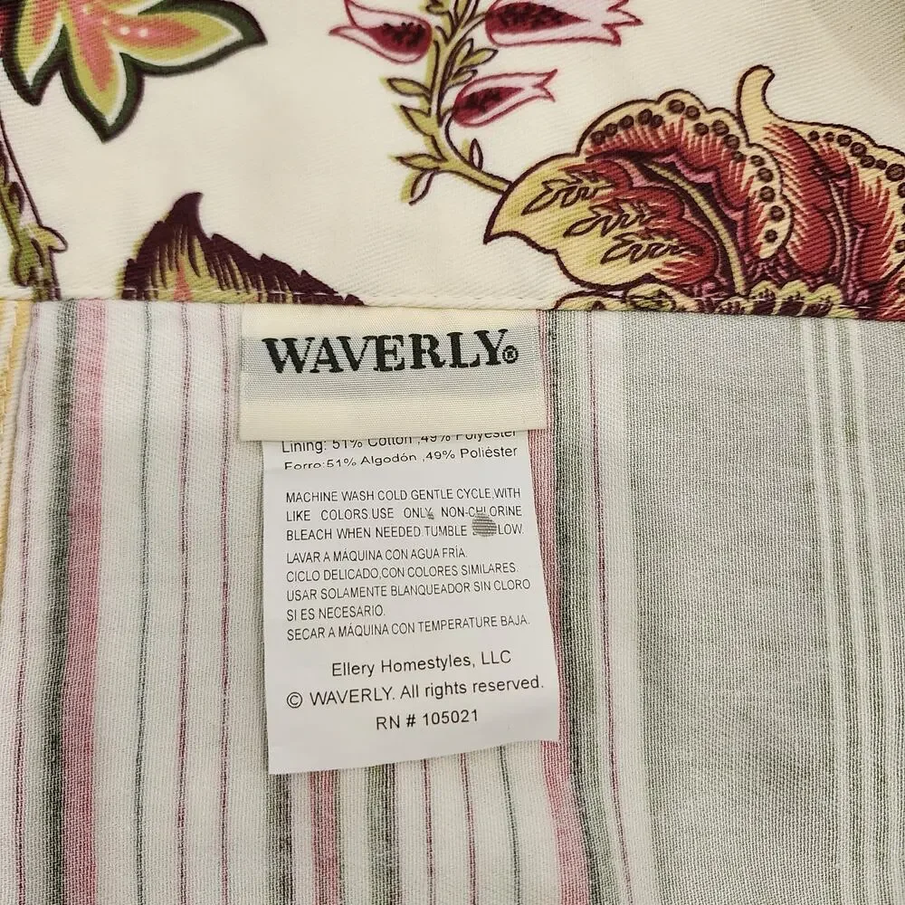 x2 Waverly Valance Peek-A-Boo Navarra Raspberry Floral Striped 3